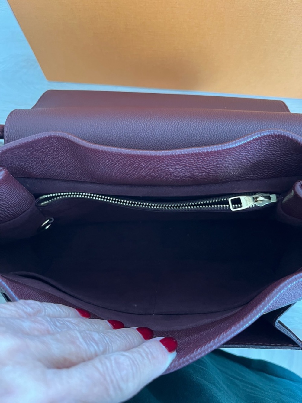 EUC Louis Vuitton Olympe Monogram Shoulder Bag in Brown with Burgundy Trim - Picture 12 of 13